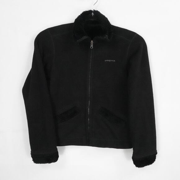 Patagonia Jacket Womens XS Black Full Zip Fleece Reversible Sherpa Pile Outdoors - Picture 1 of 16
